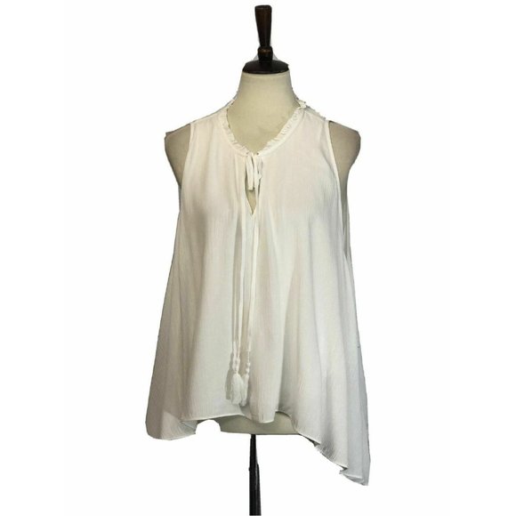 Guess Women's White Kira Convertible Gauze Top size XL - Picture 6 of 13